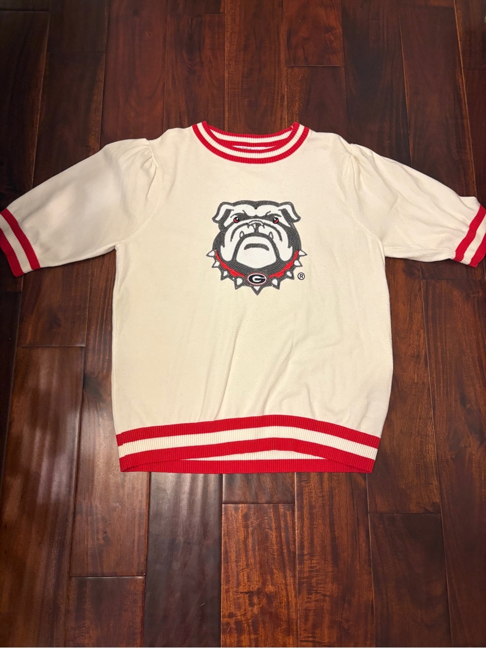 University of Georgia White & Red Bulldog Knit Top